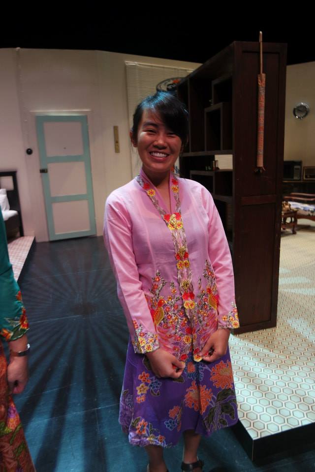 All dressed up for her mini Peranakan dance item with the Main Wayang Company .