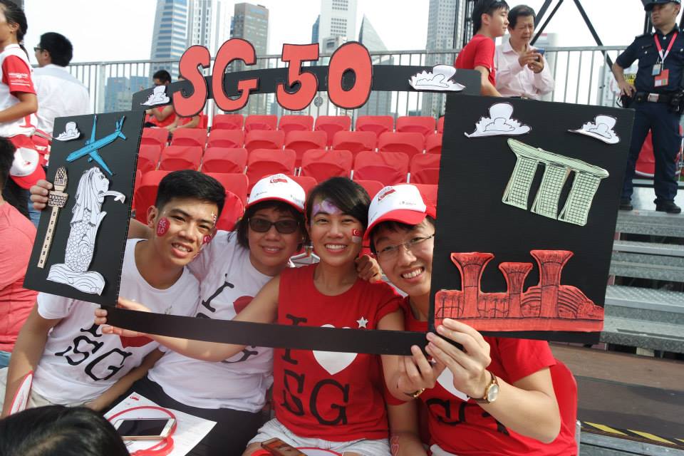 Zhi Wen and her guests at the NDP.