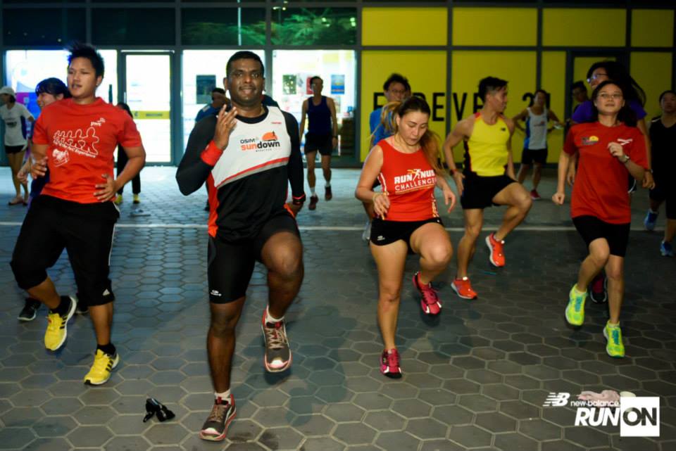 Runners are put through drills at the inaugural NB Run On running clinic. Photo by New Balance.