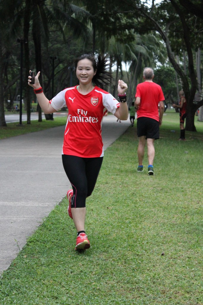 Approaching the finishing line. [Photo from East Coast Park parkRun]