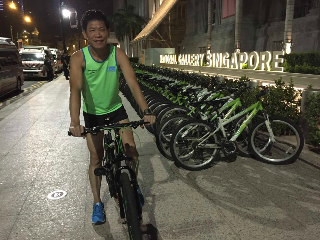 Nielsen tests out a bike on the closed roads. [Photo by Nielsen]