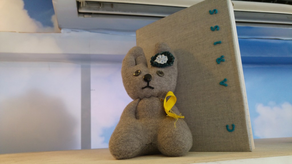 This soft toy was made by an an inmate from Changi Women's Prison.