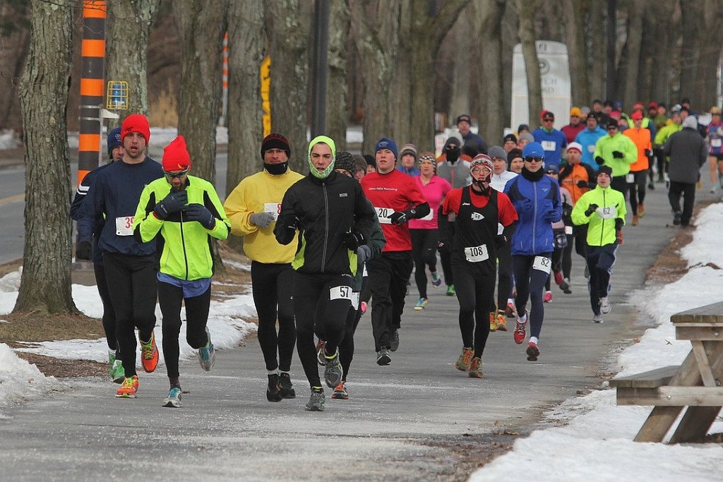 Winter marathons are a totally different ball game to the tropical summer races in Singapore. [Photo from Daily Gazette]
