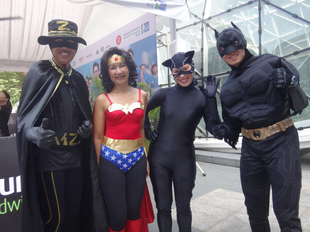 Batman, Wonder Woman, Catwoman and Zorro also run marathons as part of their superhero training.