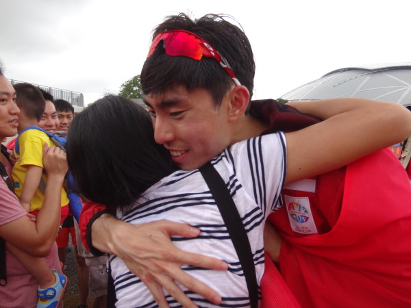 Soh is congratulated on his race victory.