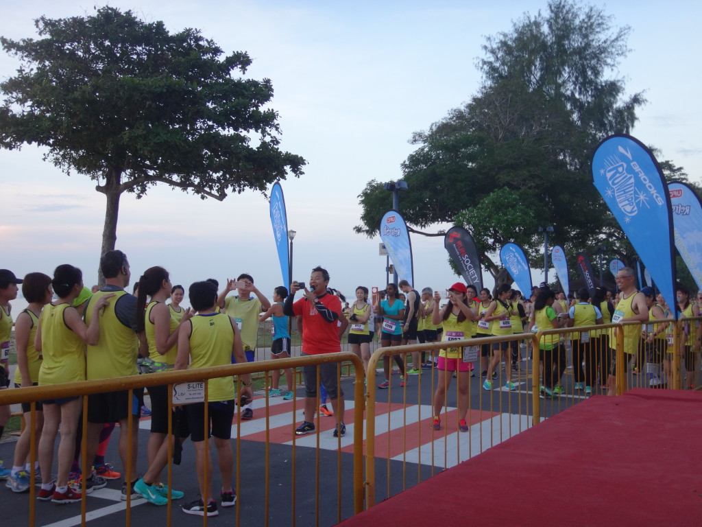 Runners take a selfie at the starting line.