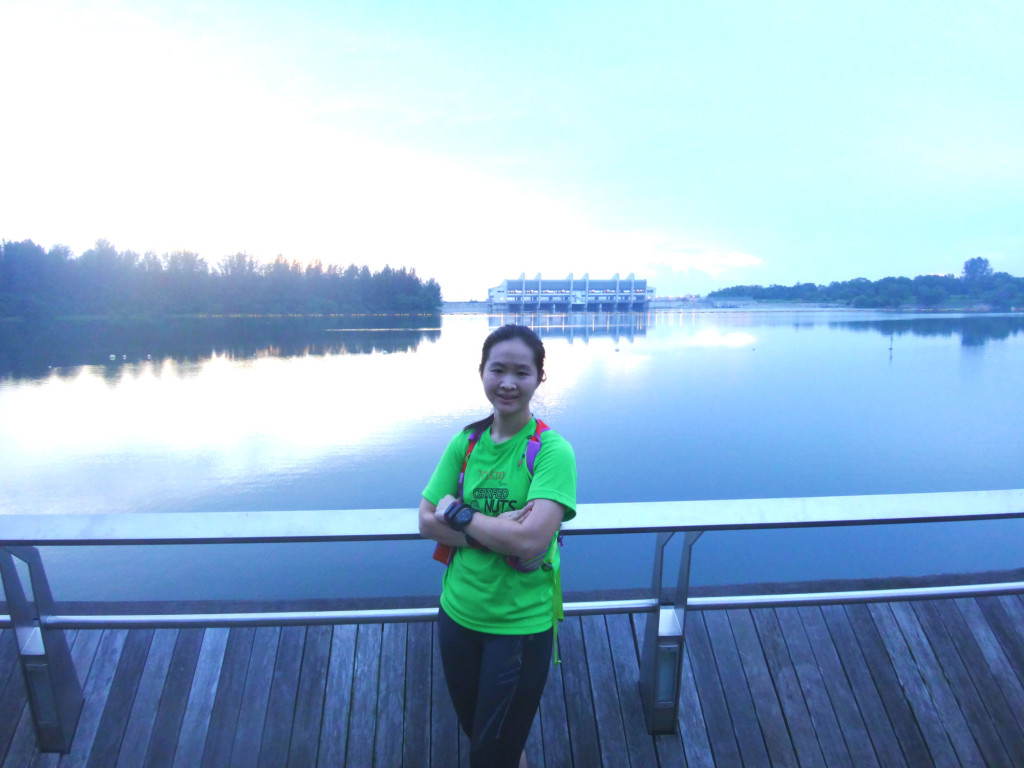 Posing for a photo at Punggol Waterway.