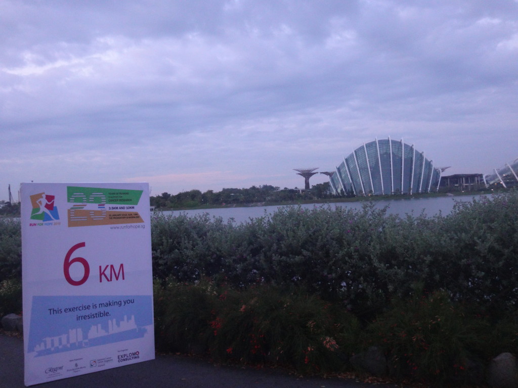 One of the signboards along the running route.