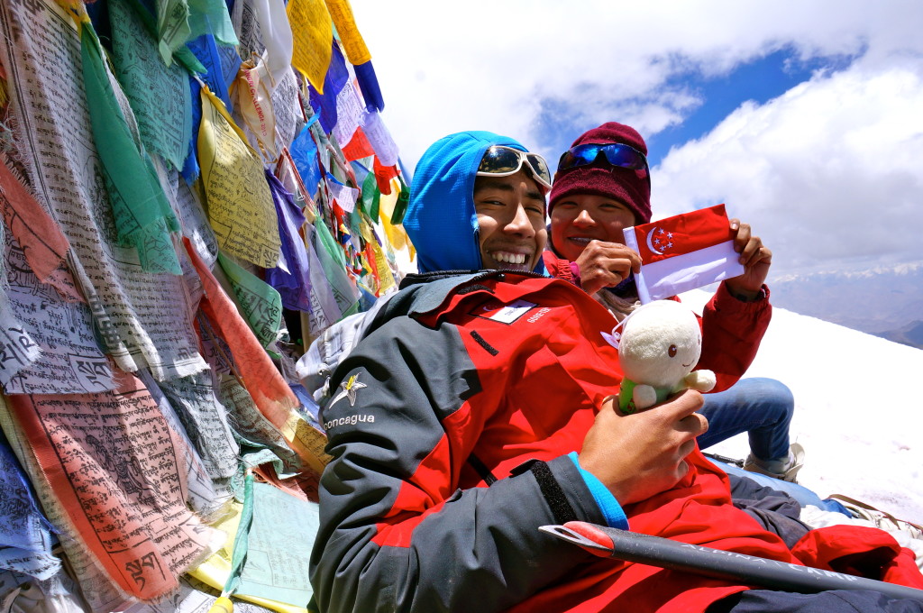 Jeremy at the summit of Stok Kangri (6153m) in 2014.