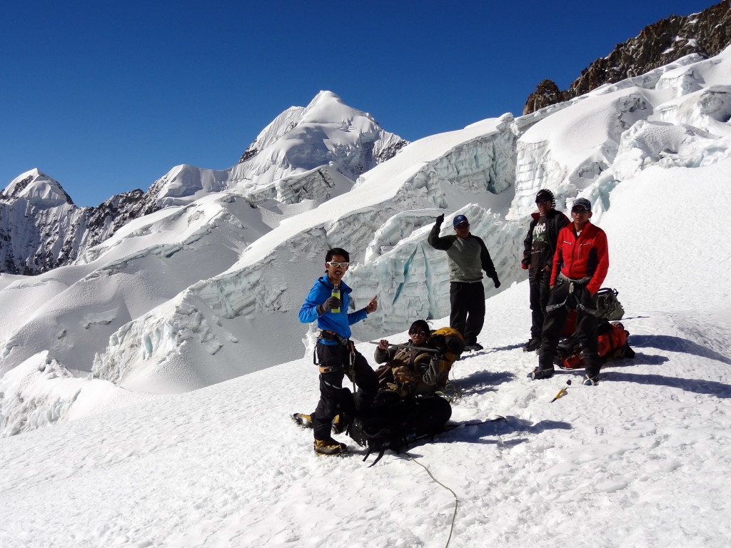 Jeremy's second expedition to a snow mountain - this is in Anchohuma (6427m) in Bolivia. It was a tough climb and Jeremy only made it to 5600m.