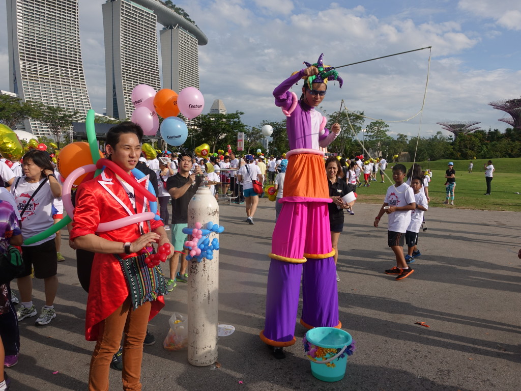 A balloon magician and a bubble art performer greeted the walkers too.
