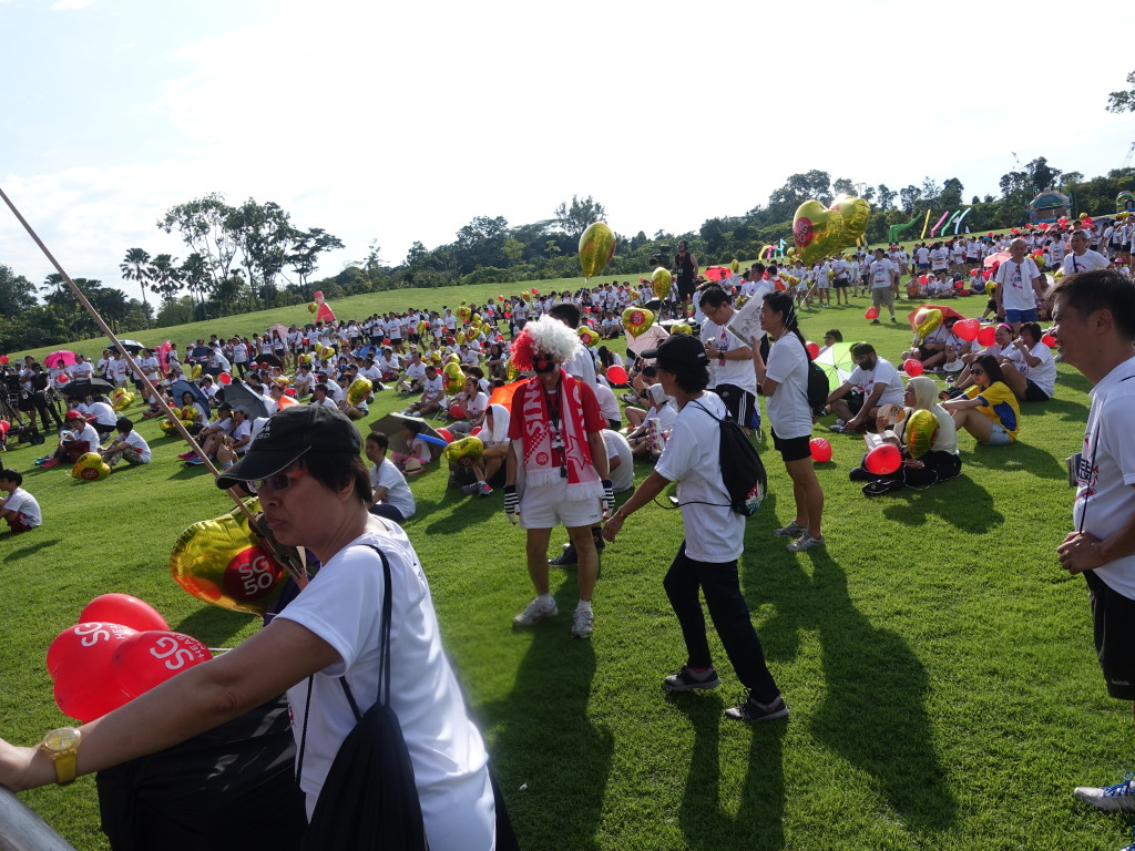 Participants relaxing on the grass after the Big Walk is over.