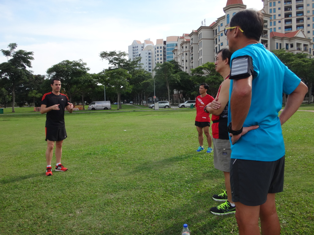 Ben Pulham (Left) conducts a talk and practical running clinic.