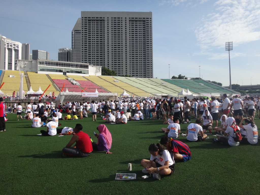 Walkers chilling out and socialising after their morning exercise.