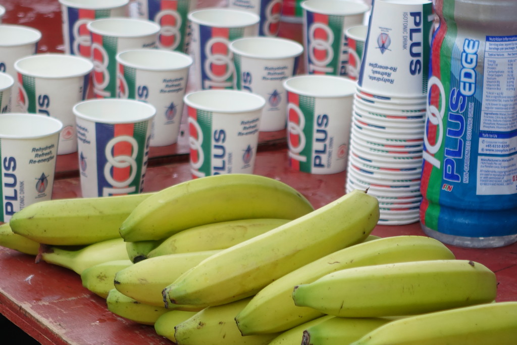 Plenty of bananas and drinks for runners.