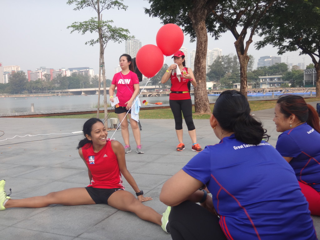 Ladies cooling down after the run.