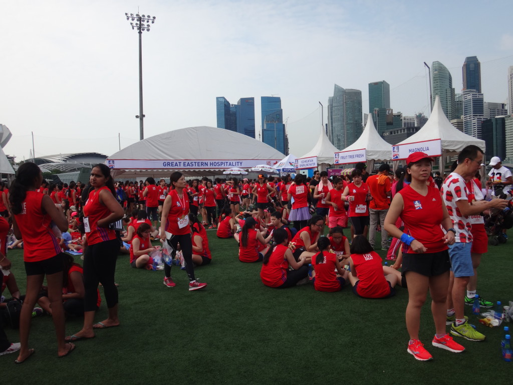 The race village is a hive of activity after the run.