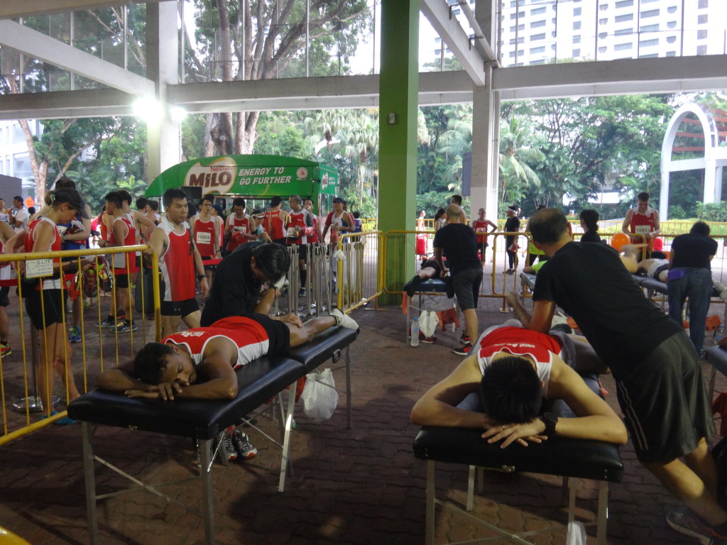 Runners get a massage after their completion.