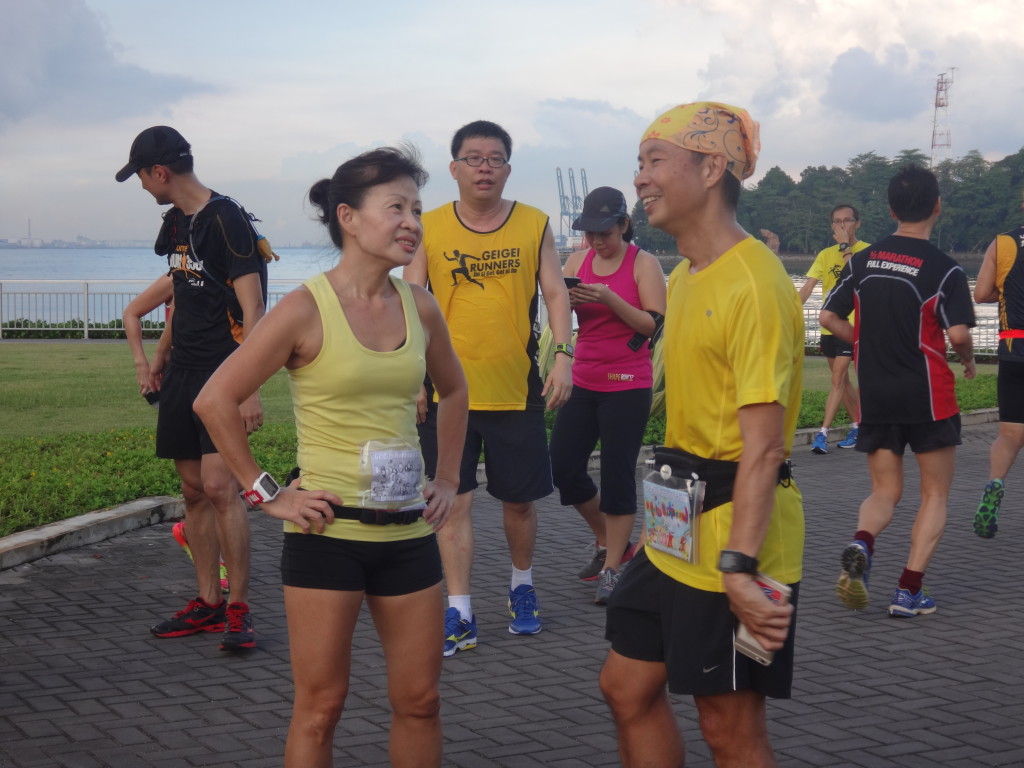 Runners taking a break.