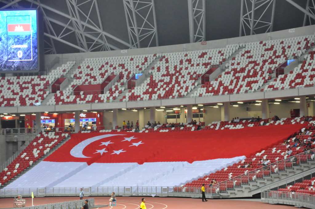 There was a large Singapore flag in the stands.