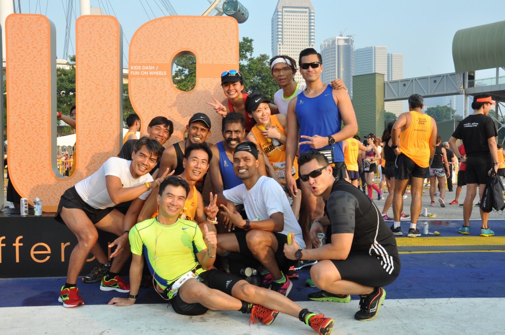 Runners pose for a photo after their run.