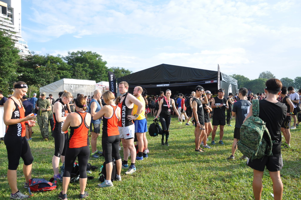 Participants at the Spartan Race village.