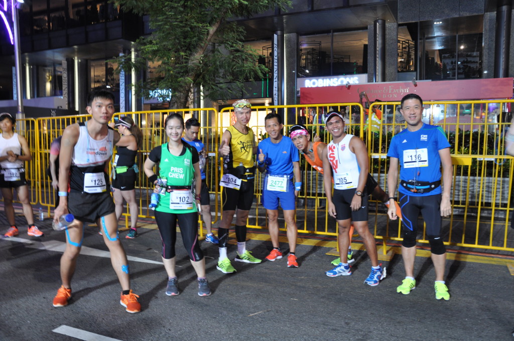 With friends in the starting pen.