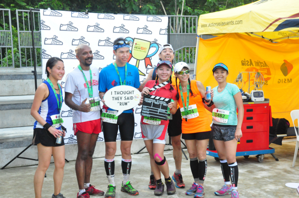 Runners take a photo.