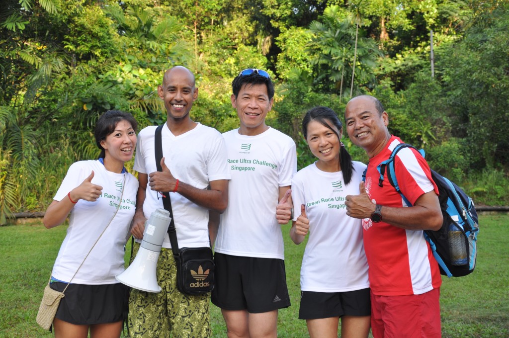 Runners strike a pose for the camera.