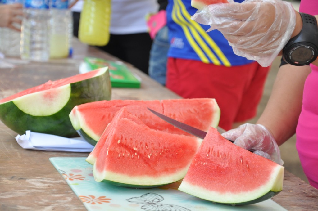 Watermelons were just one of the many food items available onsite.