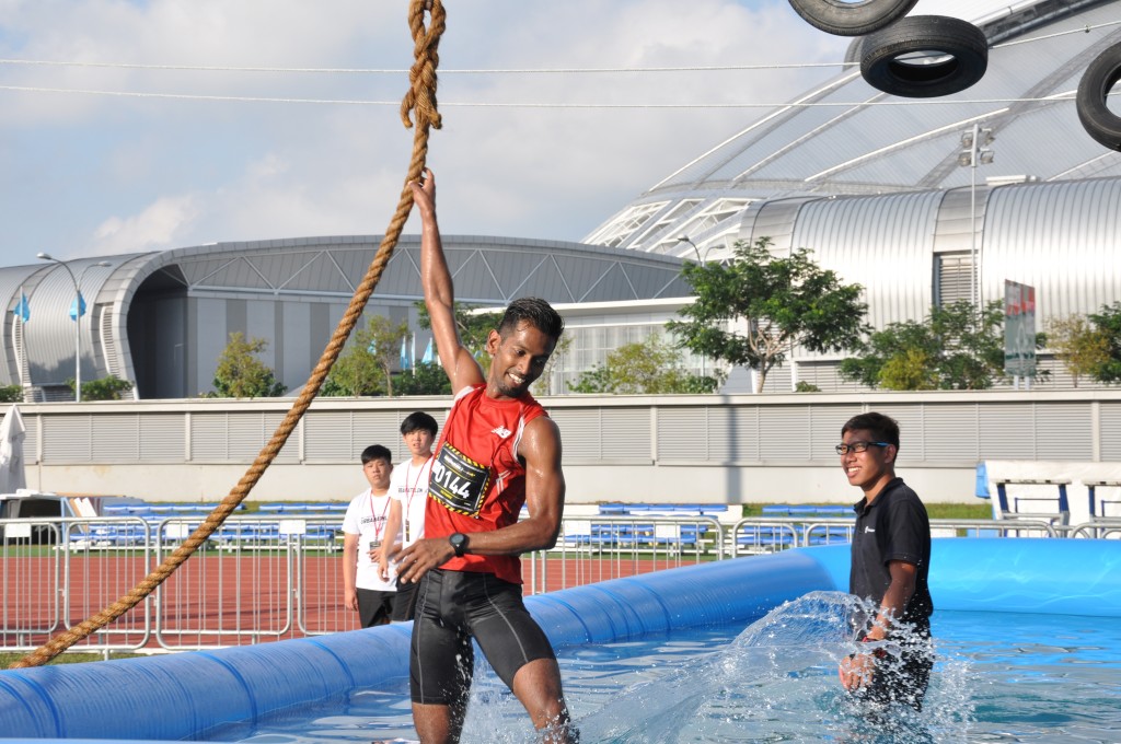 This pool of water marked the end of the obstacles.