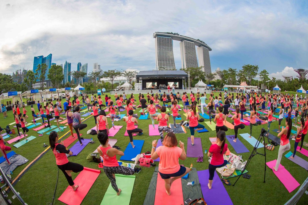 Participants enjoying the first yoga session at Bliss Out 2015. (Photo Credit: Bliss-Out 2015)