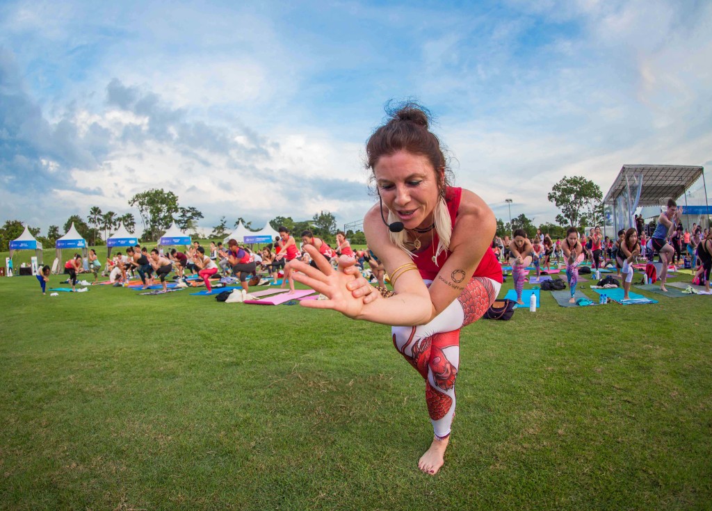 Sianna Sherman leads the yoga session. (Photo Credit: Bliss-Out 2015)