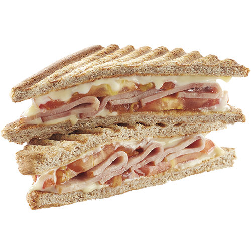 Ham, Cheddar & Tomato Sandwich.