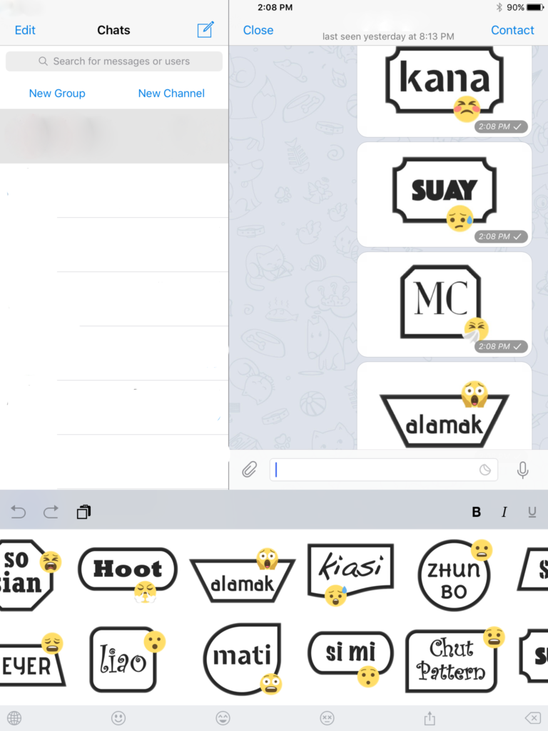 SINmoji works with a variety of messaging apps such as Telegram.