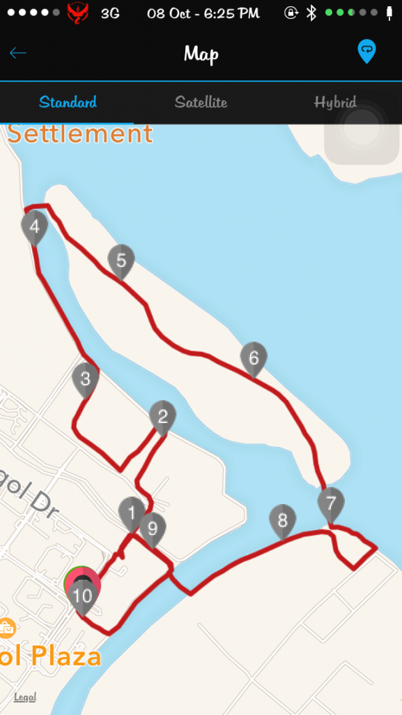 The 10KM race route.