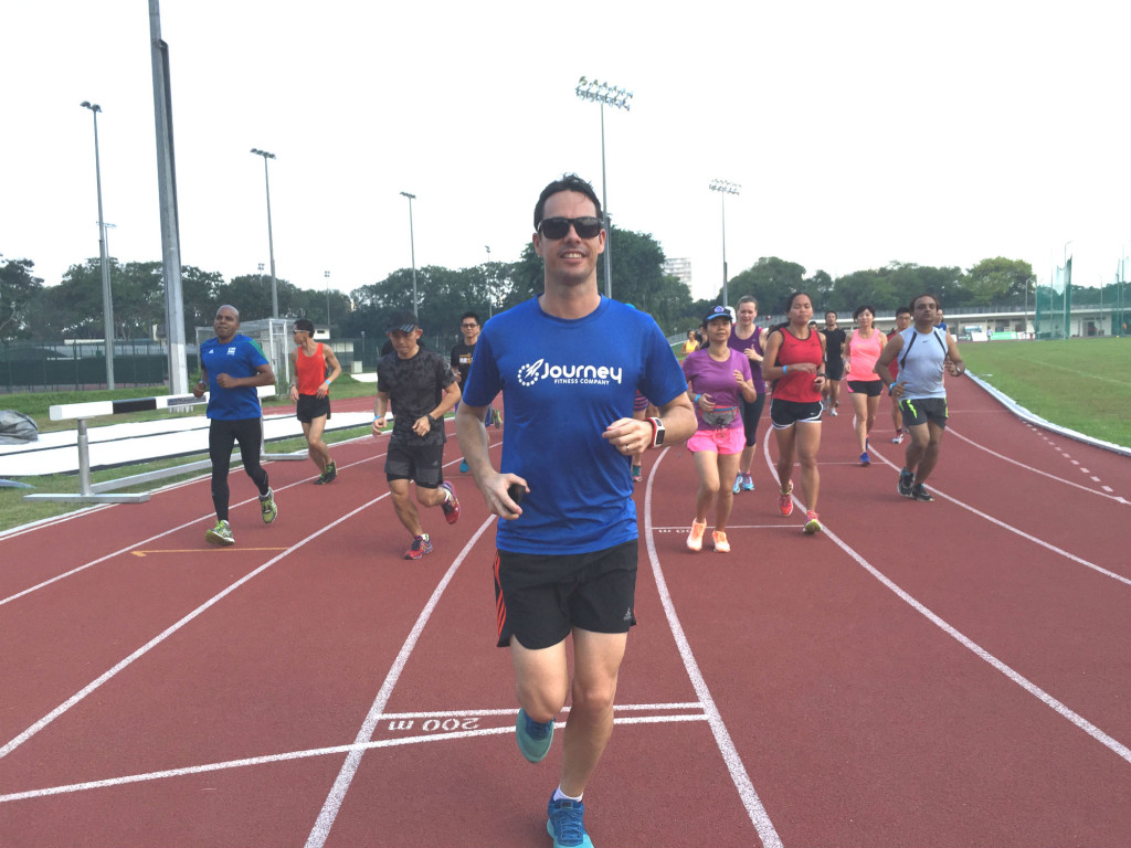 Ben leads runners on a slow jog.