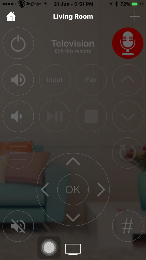 Screenshot of KlikR in use on my iPhone.
