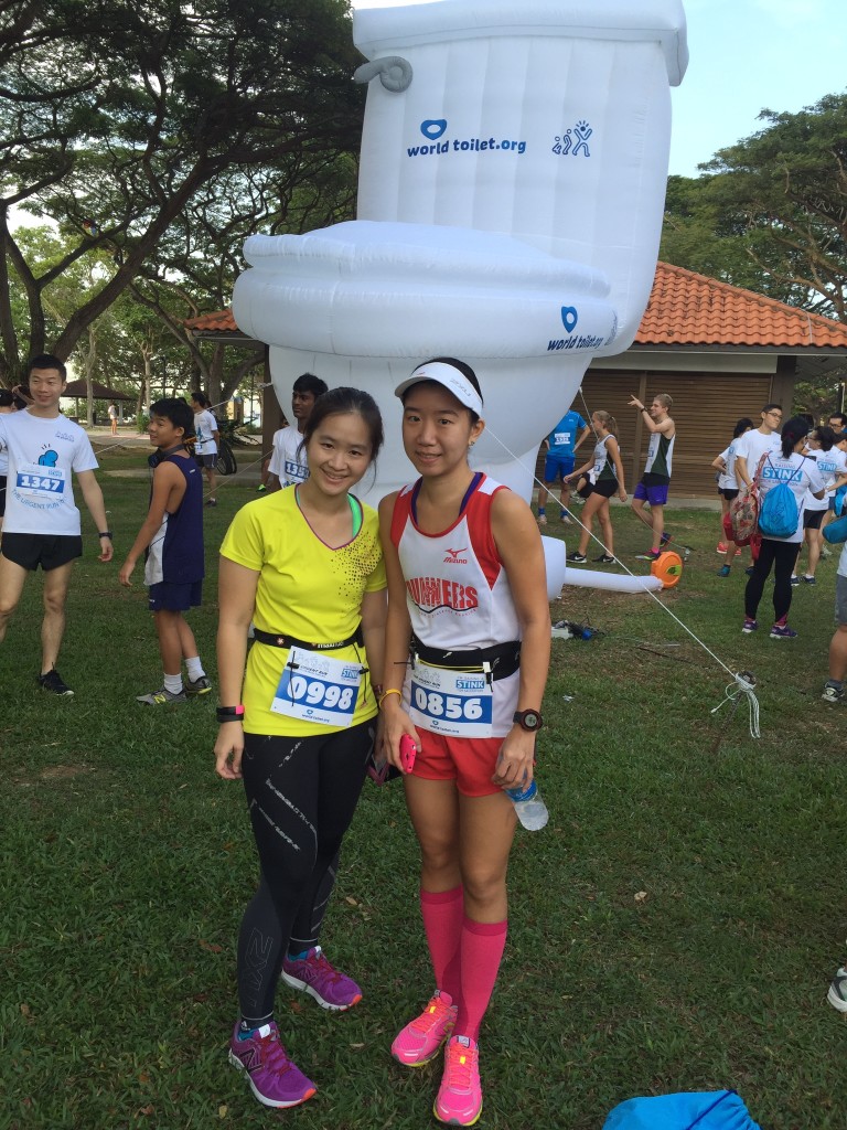 At the Urgent Run's giant inflatable toilet.