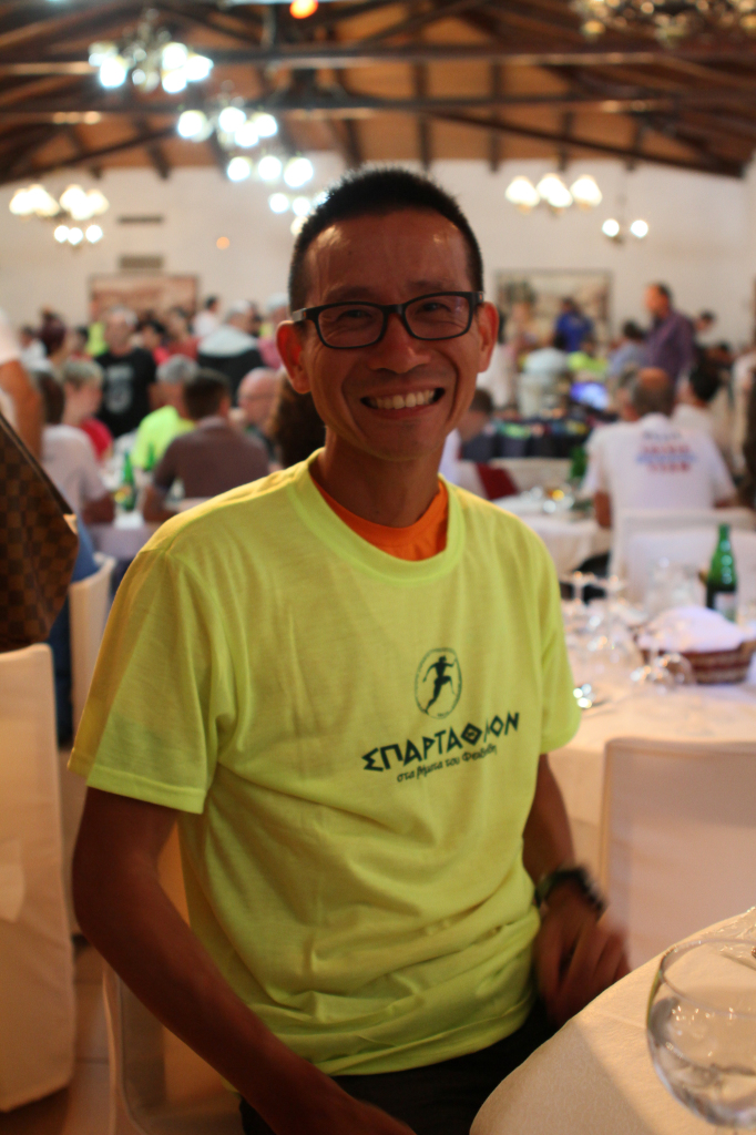 Posing with his finisher's tee shirt.