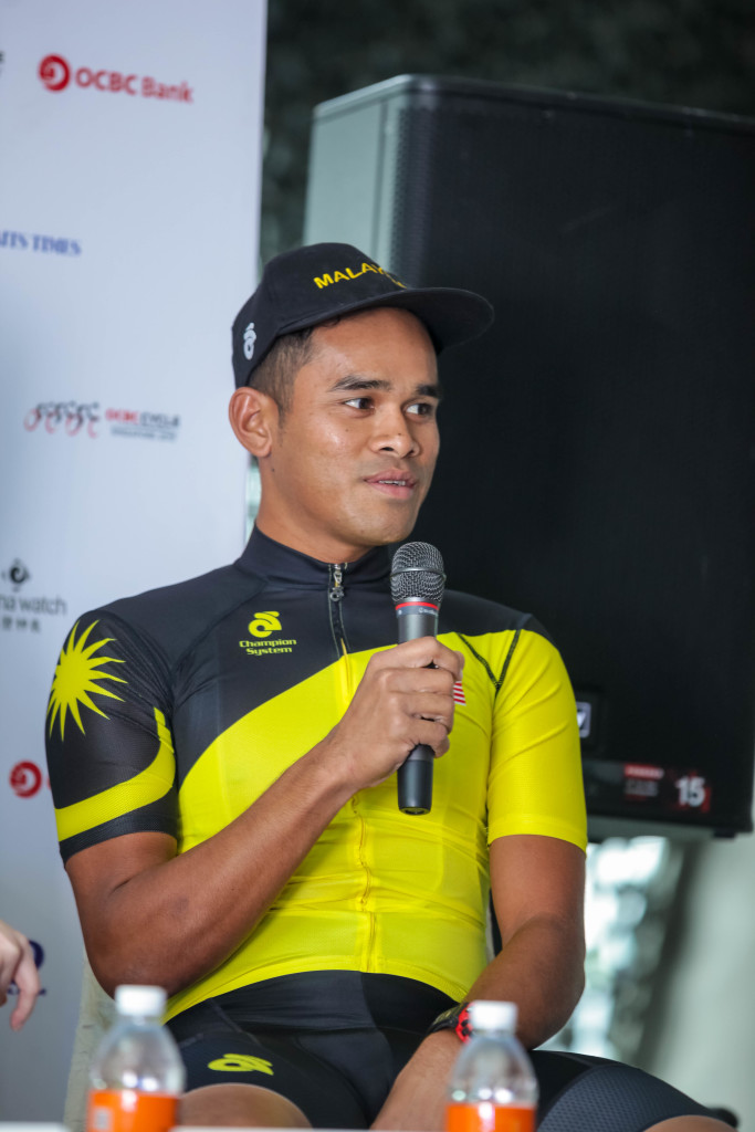 Team Malaysia cyclist Mohd Hariff Bin Salleh speaking at the official OCBC Cycle 2015 press conference (Photo Credit: OCBC Cycle 2015)