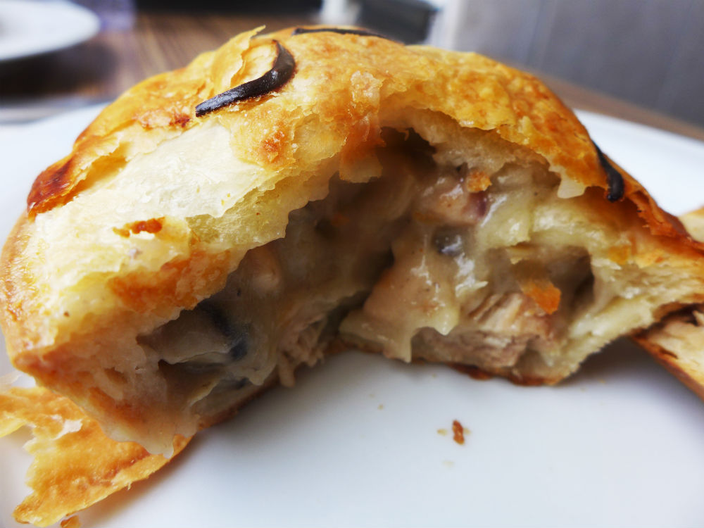 Scrumptious chunks of chicken in the chicken & mushroom pie.