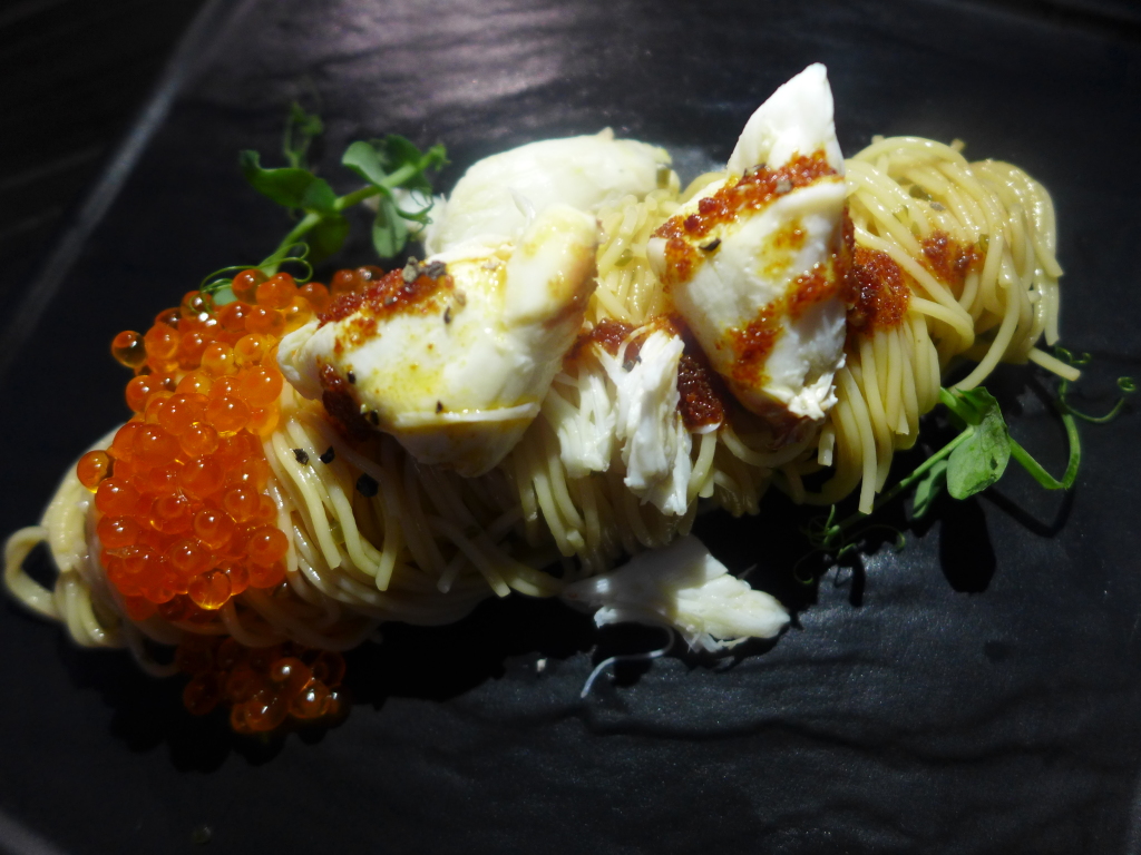 Chilled crab meat angel hair.