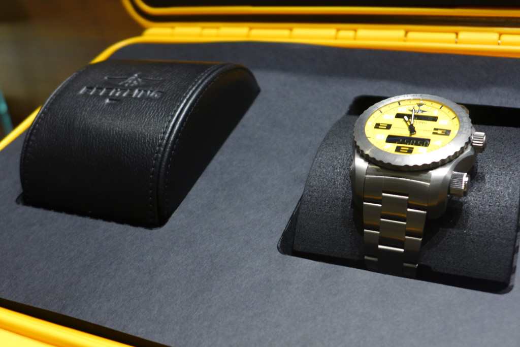 The watch is packaged in a large case.