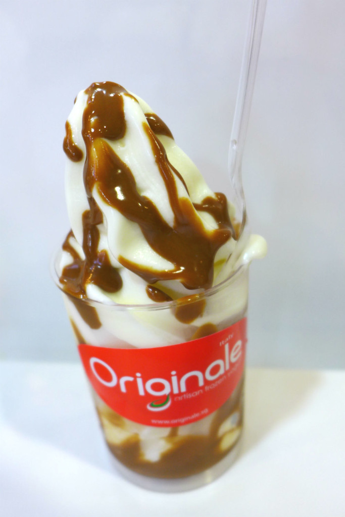 Mono Cup with Caramel Sauce.