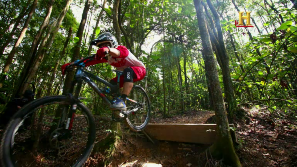 Shooting mountain bikers in action was one of the tasks. photo by: HISTORY Screen Grab.