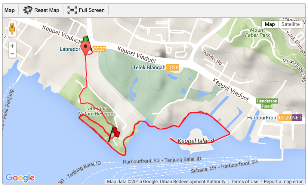 A simple out-and-back route at Labrador Park.