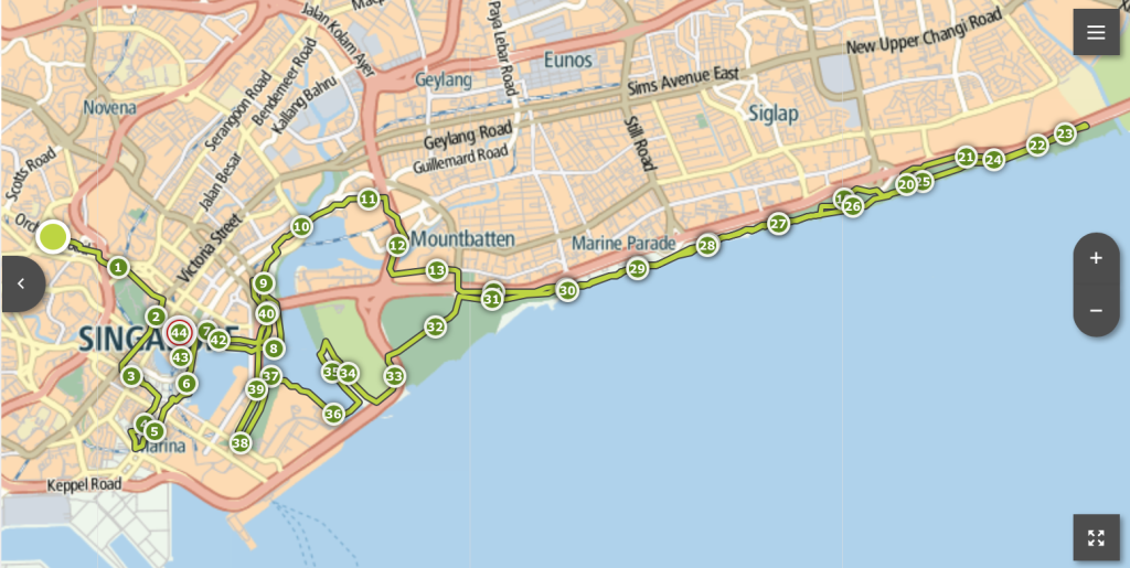 The SCMS Full Marathon route.