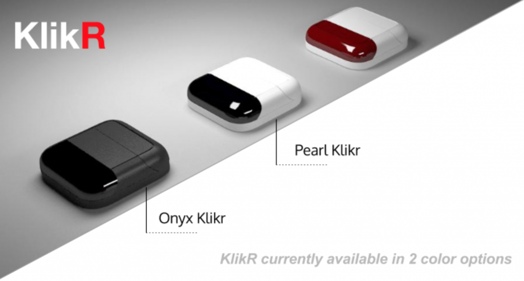 KlikR comes in three colours.