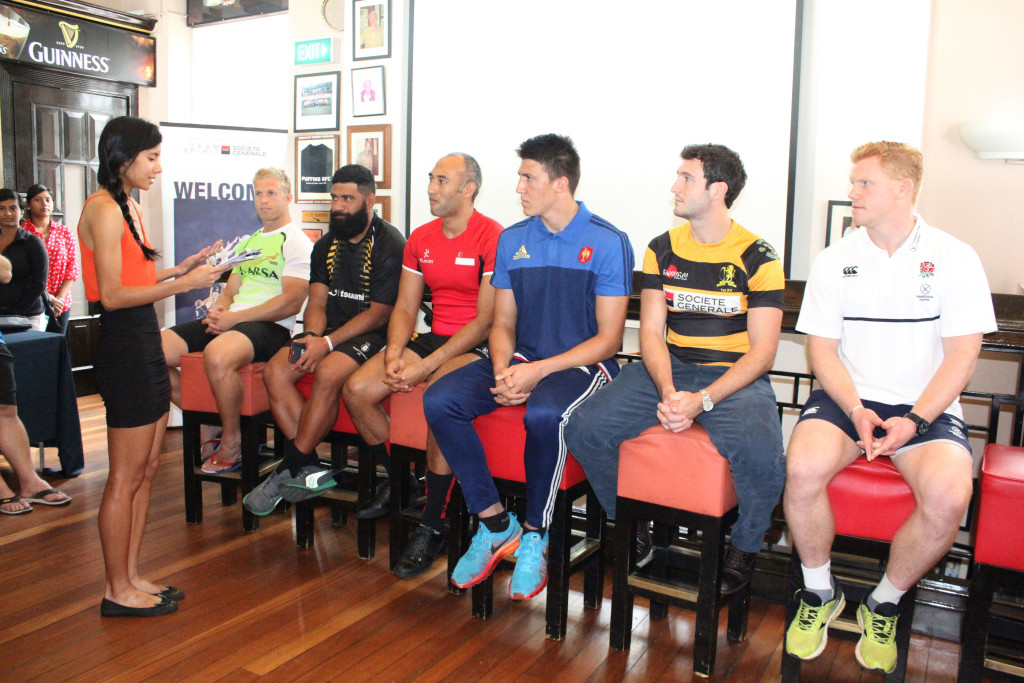 National Sprinter and Hurdler Dipna Lim-Prasad (extreme left), interacting with the team captains of the various teams during the official press conference. (Photo Credit: Singapore Cricket Club)